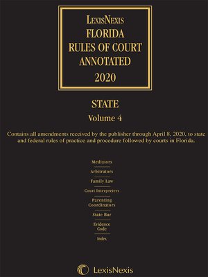 cover image of LexisNexis Florida Rules of Court Annotated